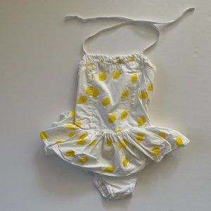 Wovenplay Organic Cotton Handprinted Lemon Sunsuit Swimsuit: 6Y